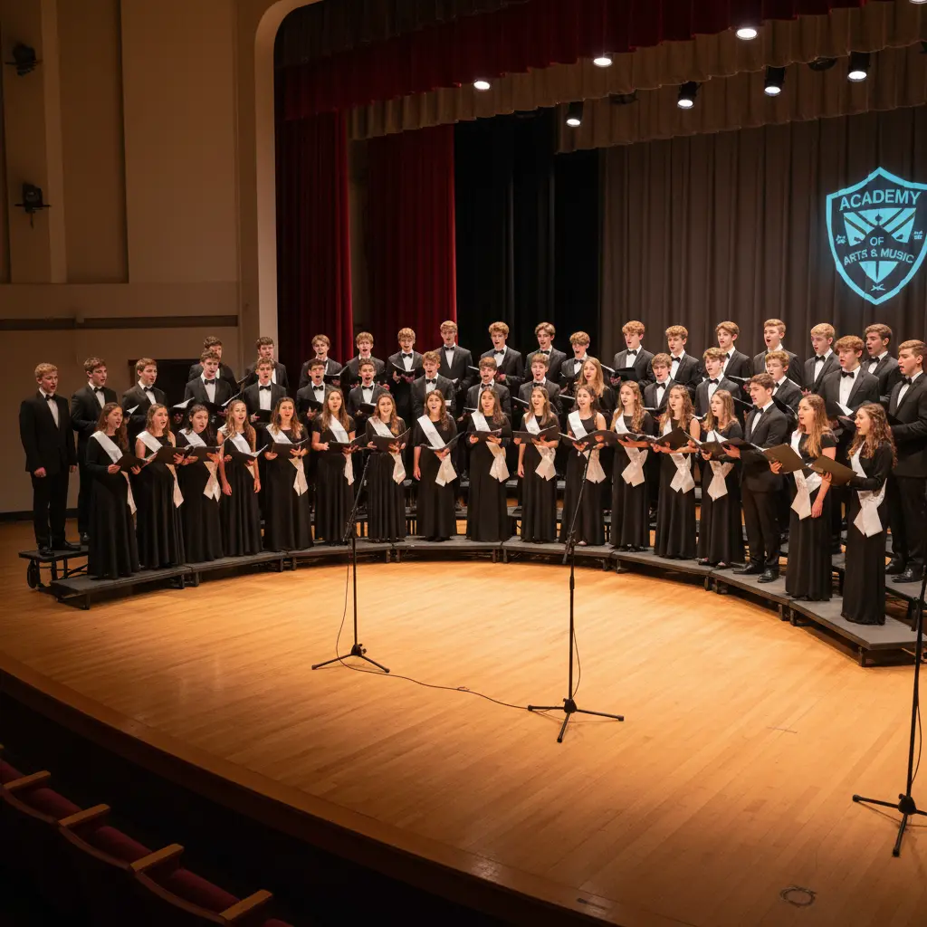 School choir performing on stage at concert